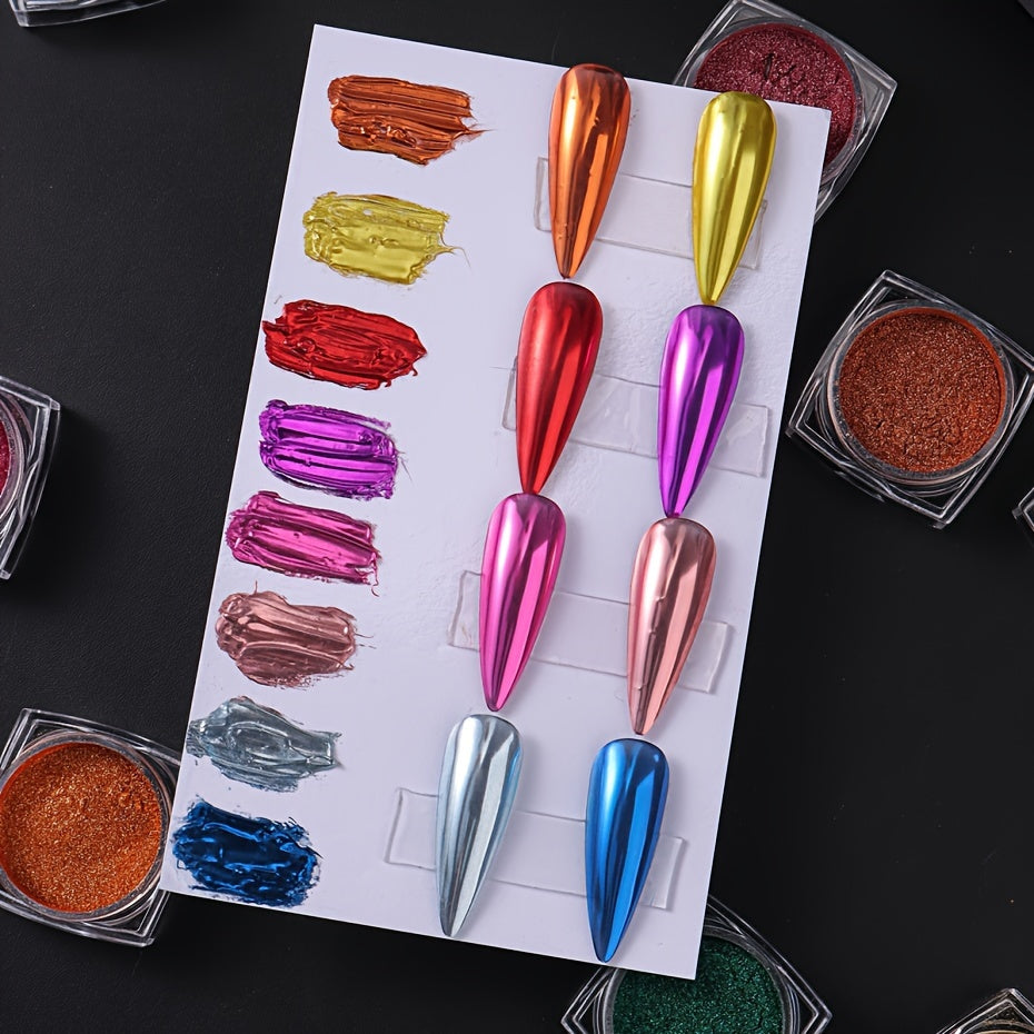36 Box Super-Bright Metallic Mirror Nail Powder Set Y2K Chrome Pigment Flakes Fine Glitter Rubbing On Dust Manicure Decoration